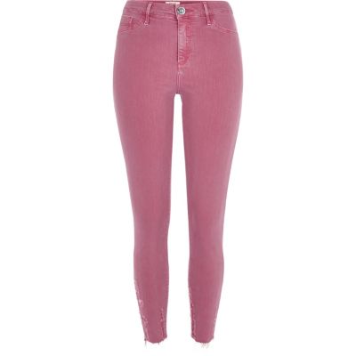 Pink Molly ripped hem jeggings